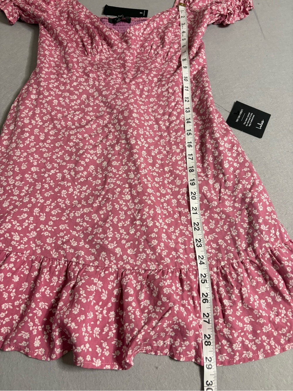 NWT Lulu's Grateful Feelings Pink Floral Puff Sleeve Summer Dress sz M Chic Y2K - Picture 8 of 11